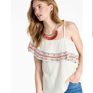 NWT Lucky Brand off the shoulder embroidered top cream color